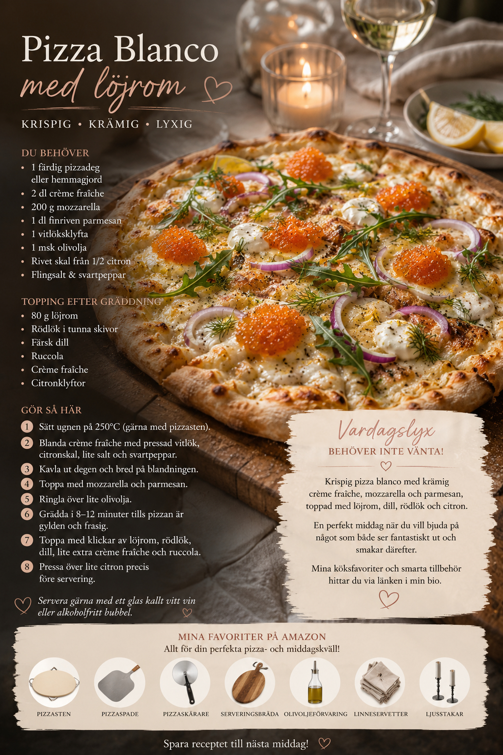 Pizza Blanco med löjrom