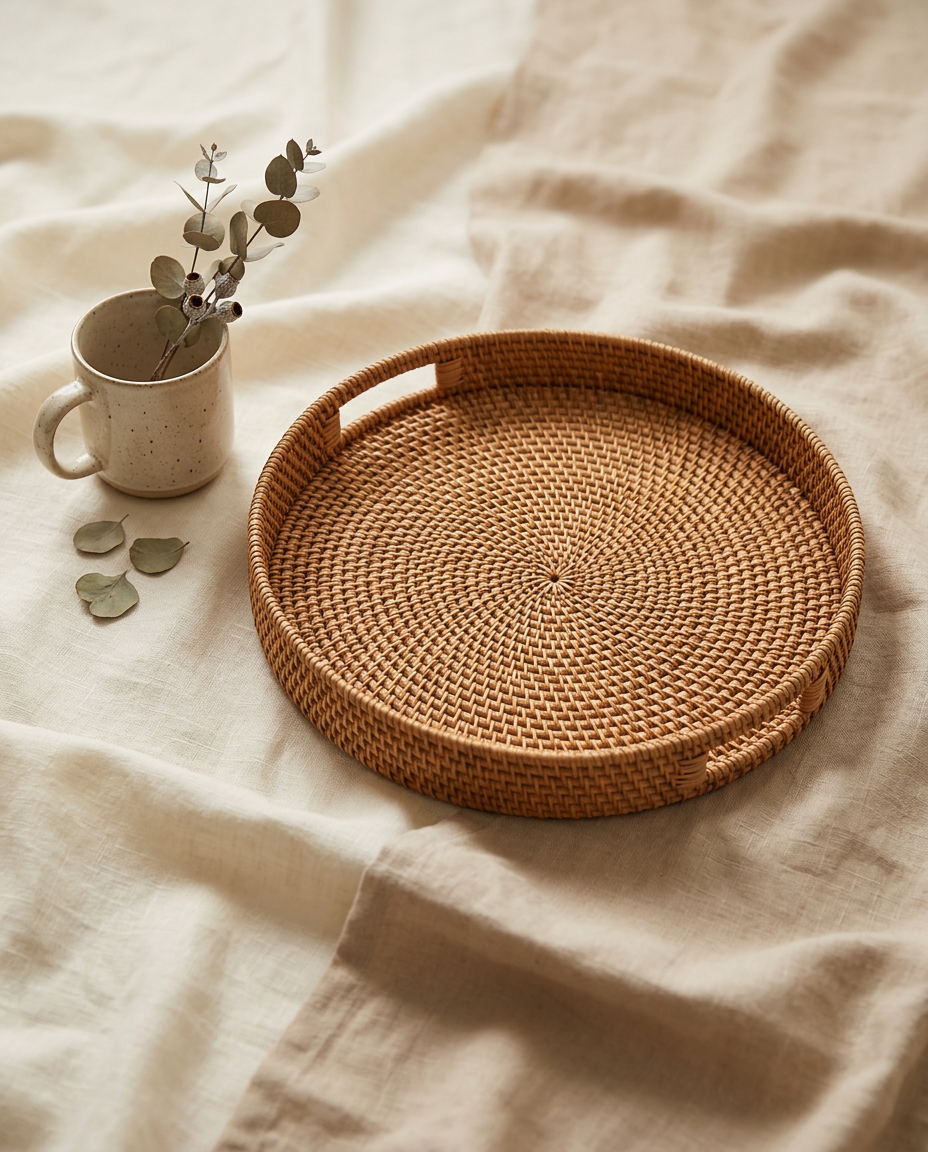 Rund rattanbricka