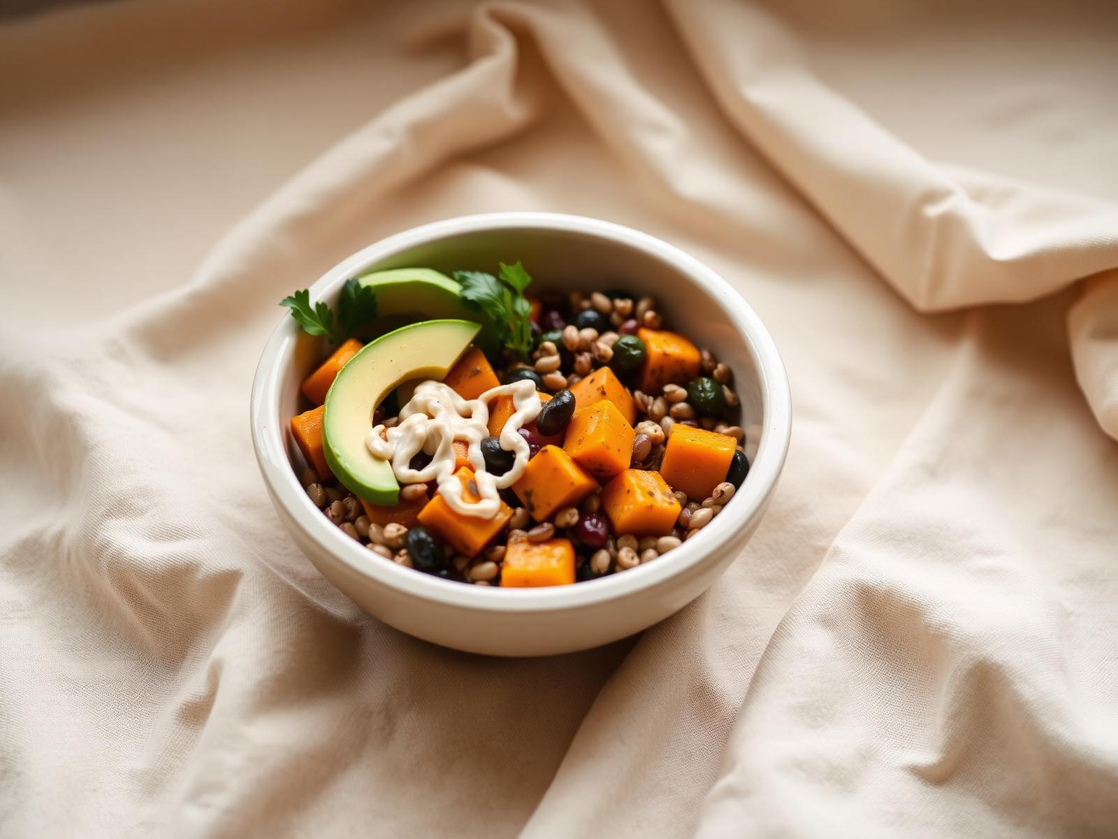 Grain bowl med rostad squash & tahini
